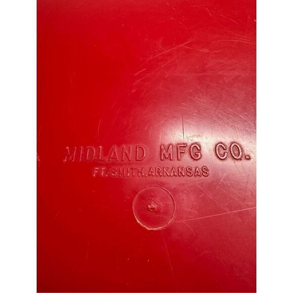 Vintage Midland MFG CO Ft. Smith Arkansas RED ROUND SERVING TRAY 16” diameter - Picture 5 of 10